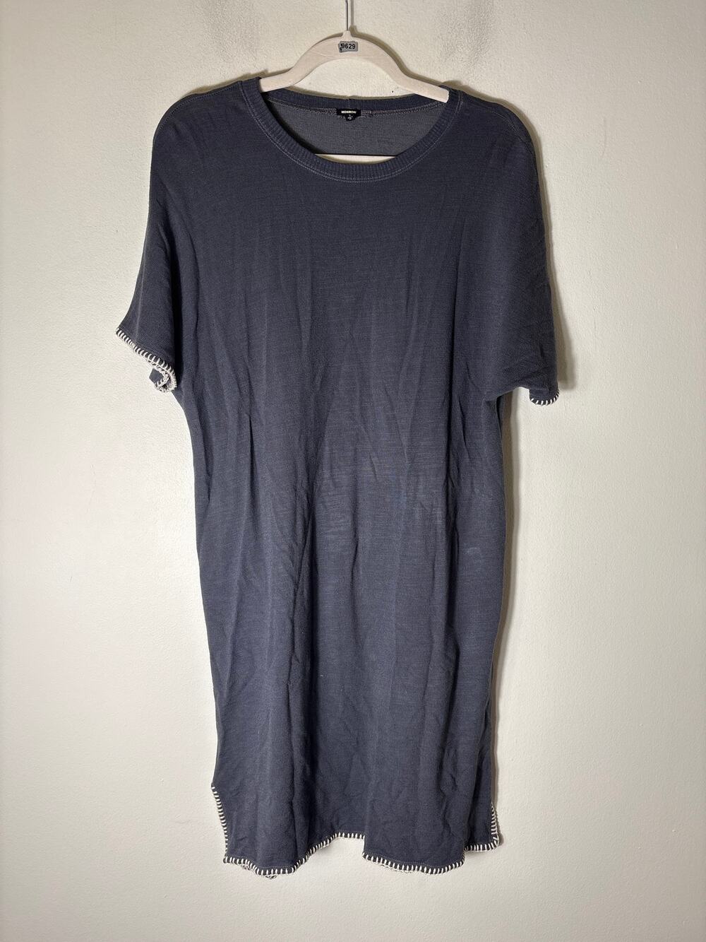 Monrow Blue Gray Short Sleeve Knit Knee Length Dress Sz S